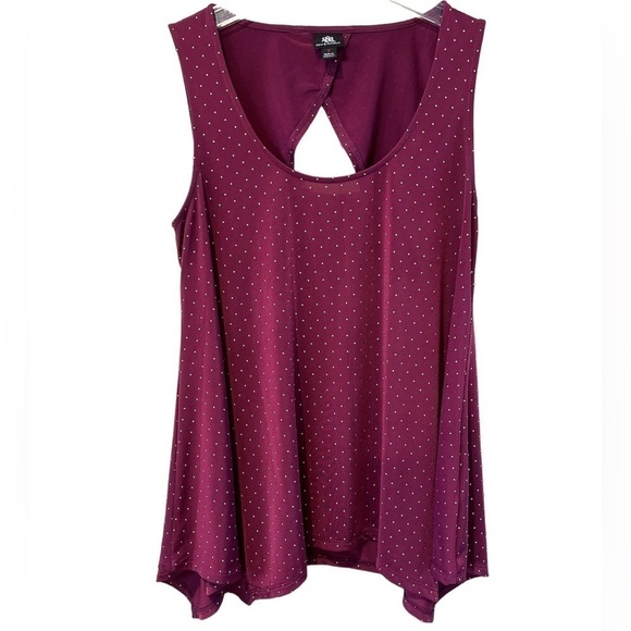 Rock & Republic swing tank top open back burgundy  gold raised dots size Small - Picture 1 of 11